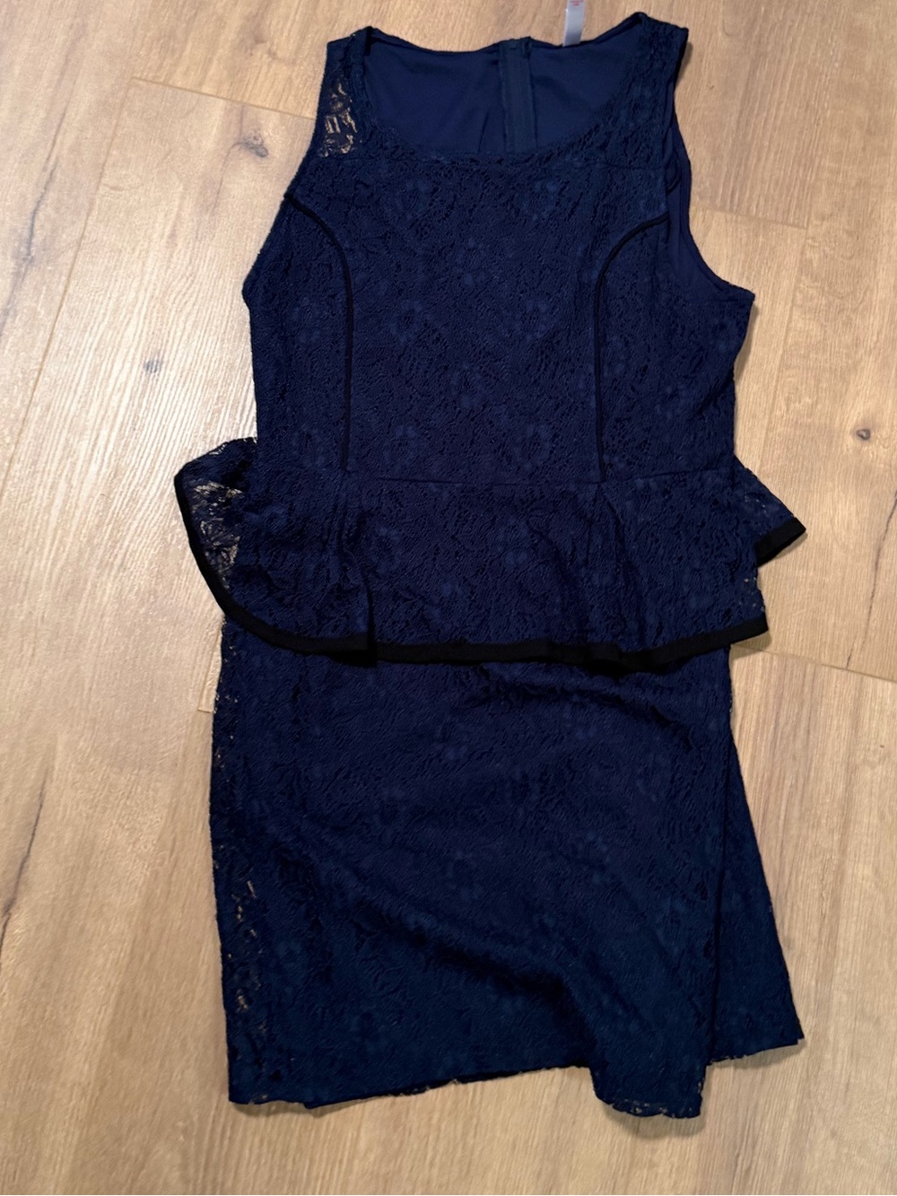 Navy Lace Peplum Dress